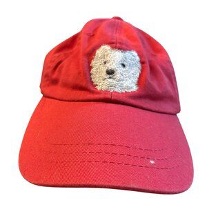 Red Adams Baseball Cap Embroidered Bear Design Adjustable Strapback